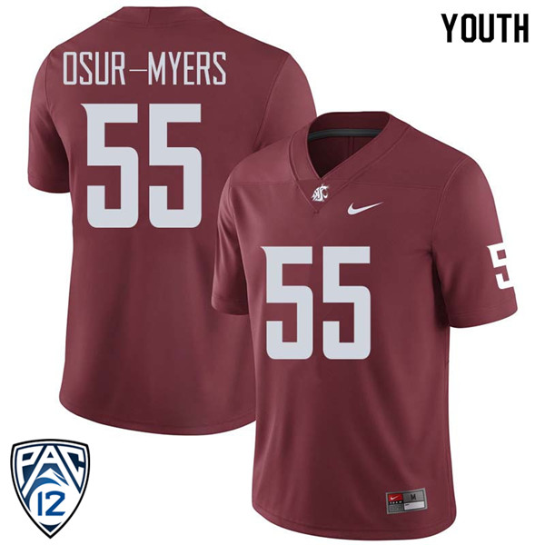 Youth #55 Noah Osur-Myers Washington State Cougars College Football Jerseys Sale-Crimson